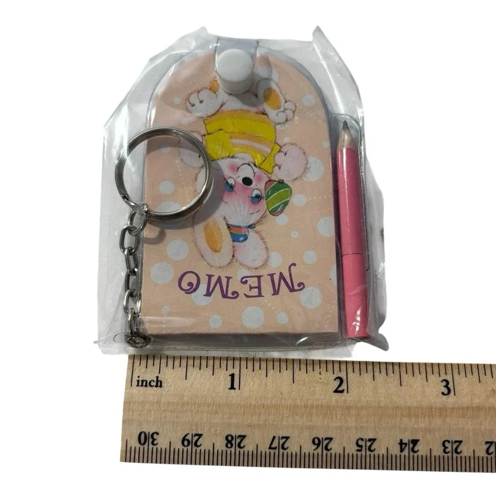1990s Bunny Keychain Memo Pad Notebook‎ with Pencil NOS Retro Vintage Easter